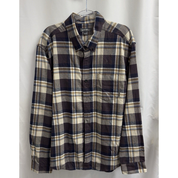 Eddie Bauer Cotton Easy Care Warm Flannel Shirt Men's Size Large - Picture 1 of 7